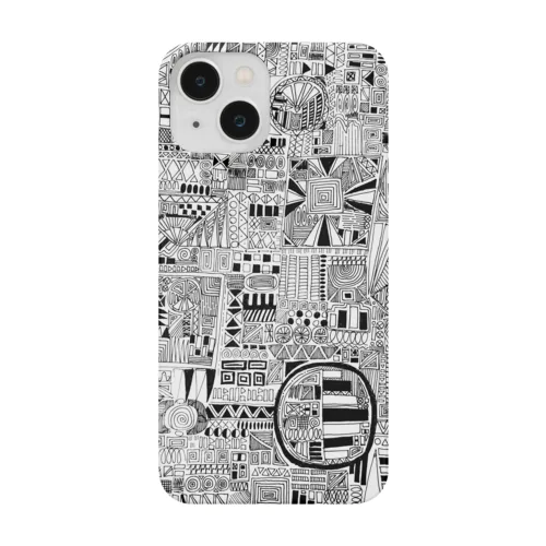 白黒 パターン 手書き iPhone Smartphone Case