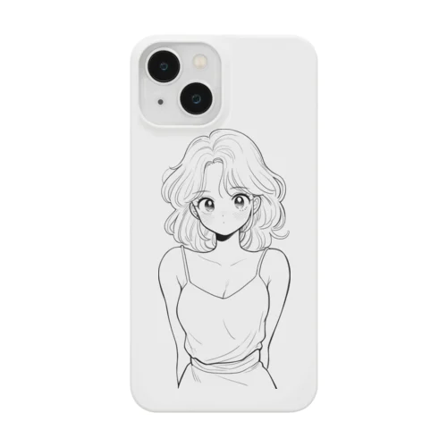 レトロガール　モノクロ iPhone Smartphone Case