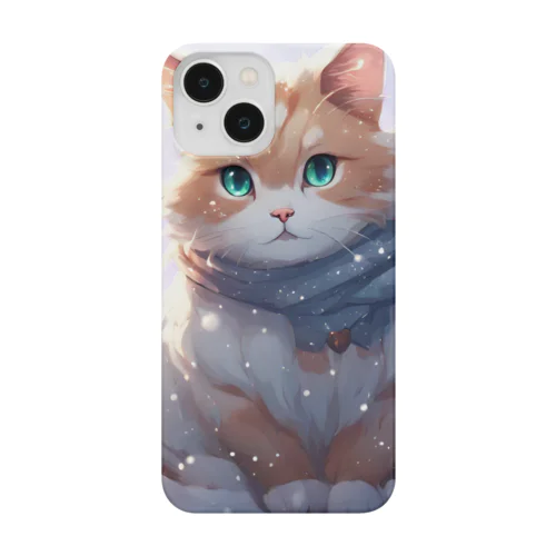 雪の中の猫 iPhone Smartphone Case