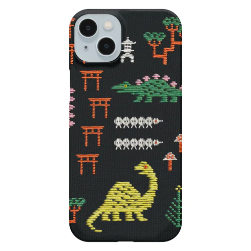 和風刺繍恐竜 iPhone Smartphone Case
