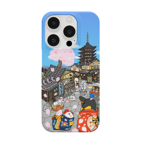 ペンギンの京都旅行！春！スマホケース iPhone Smartphone Case
