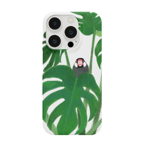 桜文鳥とモンステラ iPhone Smartphone Case