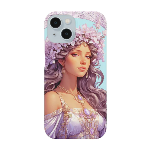 ライラックの花の妖精・精霊の少女の絵画 iPhone Smartphone Case
