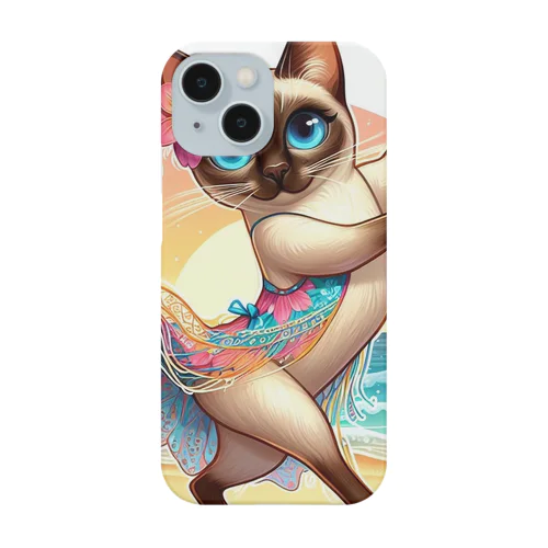 リズム感抜群！長身な白シャムネコがビーチでランバダダンス！  iPhone Smartphone Case