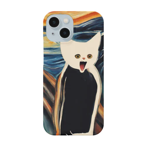 アート風　白猫ちゃんの叫び iPhone Smartphone Case