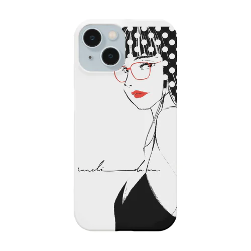 赤いメガネとリップの淑女 iPhone Smartphone Case