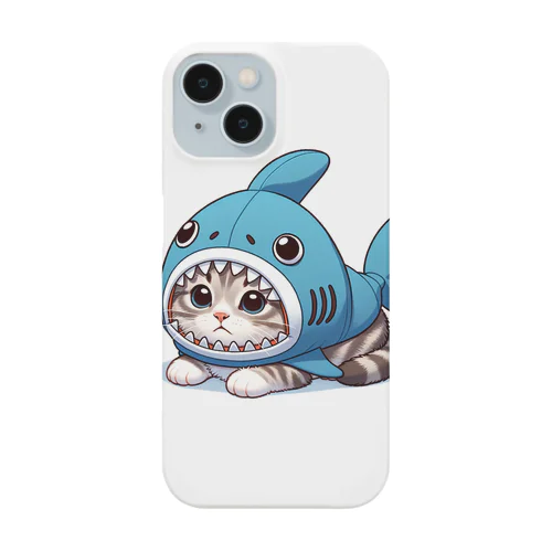 サメのフードを被った可愛らしい子猫 iPhone Smartphone Case