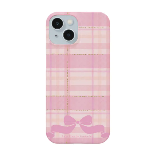 大人かわいいチェックリボン iPhone Smartphone Case