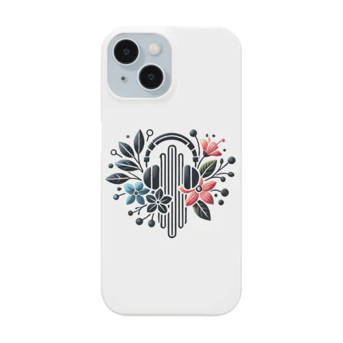 花とヘッドホン、時々猫 iPhone Smartphone Case