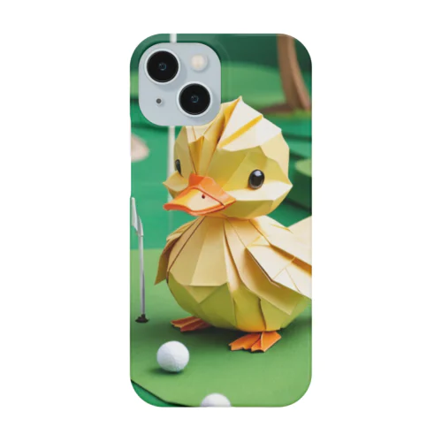 ゴルフをするひよこの折り紙 iPhone Smartphone Case