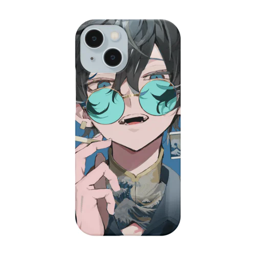 青い和風の男スマホカバー iPhone Smartphone Case