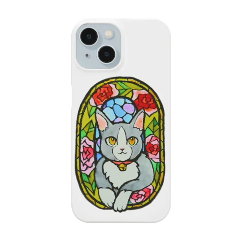 ハチワレにゃんこのステンドグラス iPhone Smartphone Case