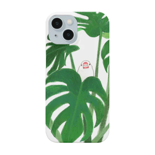 白文鳥とモンステラ iPhone Smartphone Case