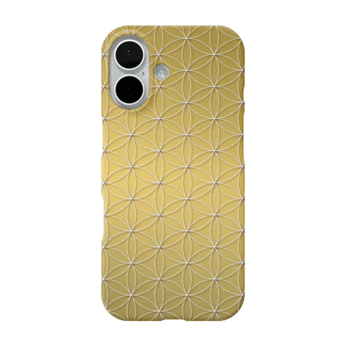 フラワーオブライフ [開運・金運アップ] ゴールド iPhoneケース 背面ケース iPhone Smartphone Case