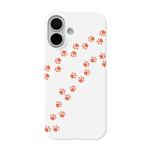 あしあと🐾ビビッドオレンジ \ 犬、猫好きさんにも / iPhone Smartphone Case