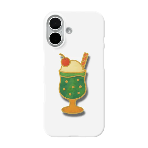 レトロピンバッジ風クリームソーダ iPhone Smartphone Case
