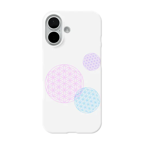 フラワーオブライフ【幸運、運気アップ】iPhoneケース かわいい人気パステルカラー iPhone Smartphone Case