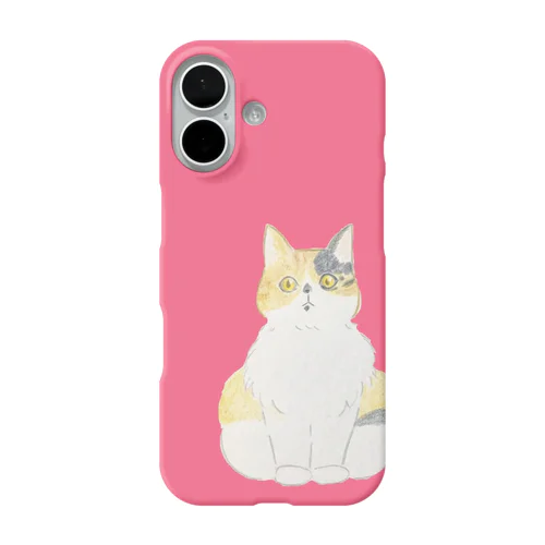 ビックリ顔の三毛猫つぼみ iPhone Smartphone Case