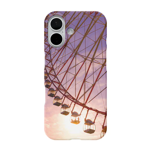 夕焼け雲に滲んだ太陽と観覧車 iPhone Smartphone Case