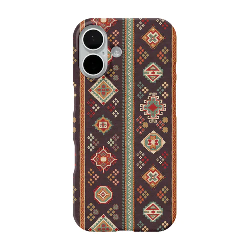 コーカサス絨毯・ストライプ（ウォルナッツ） iPhone Smartphone Case