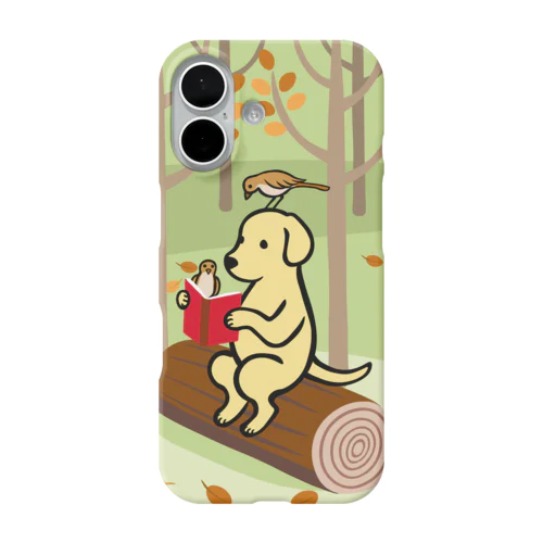 森で読書するイエローラブラドール iPhone Smartphone Case