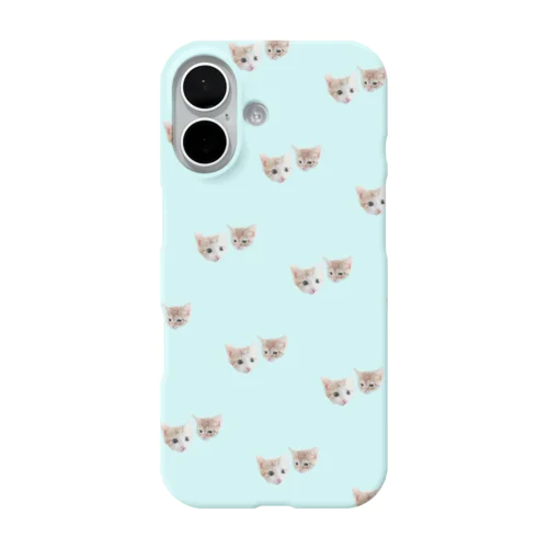チビむぎほ 総柄 パステルブルー iPhone Smartphone Case