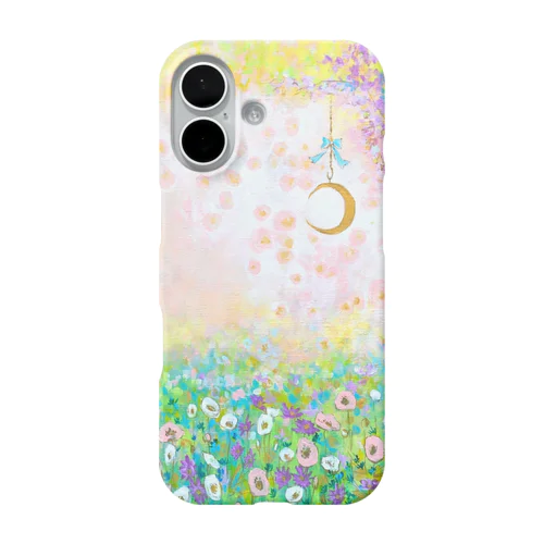 月の花畑と青い鳥 iPhone Smartphone Case