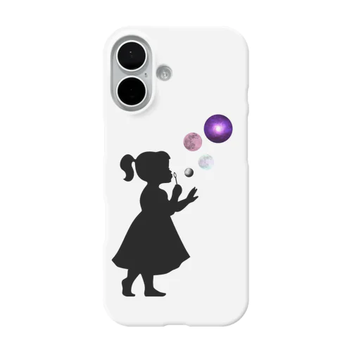 宇宙のシャボン玉をふく少女 iPhone Smartphone Case