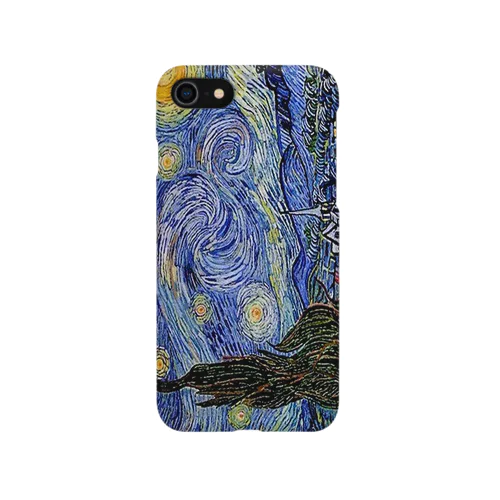 ゴッホ「星月夜-糸杉と村-」 iPhone Smartphone Case
