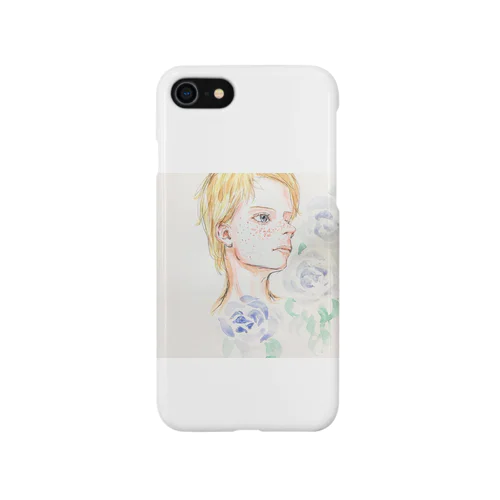 青薔薇と少年 iPhone Smartphone Case
