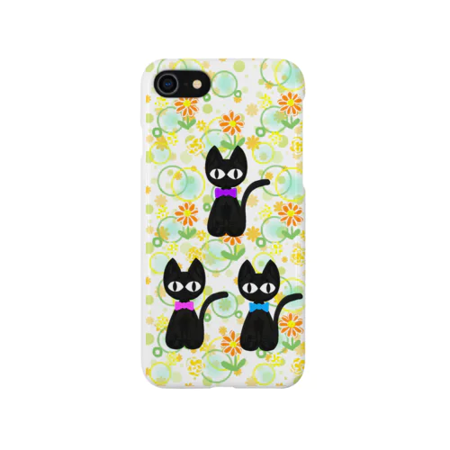 黒猫三兄弟 お花畑バージョン iPhone Smartphone Case