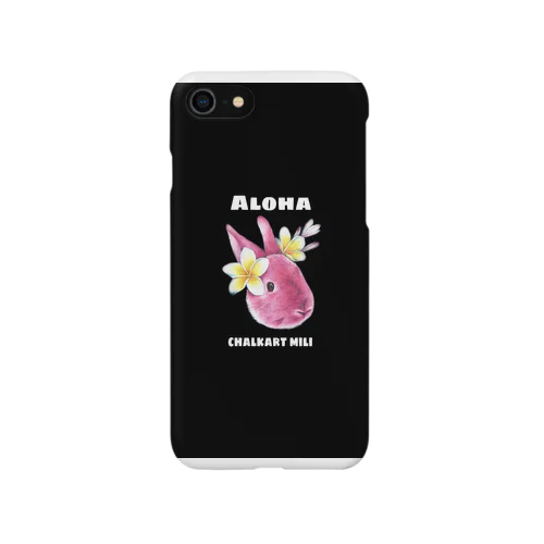 チョークアート アロハうさぎ ブラック iPhone Smartphone Case