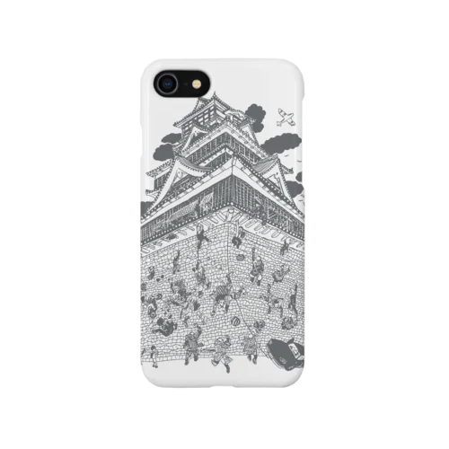 熊本城武者返し　イラストカラー：グレー iPhone Smartphone Case