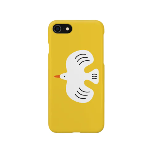 white bird (イエロー） iPhone Smartphone Case