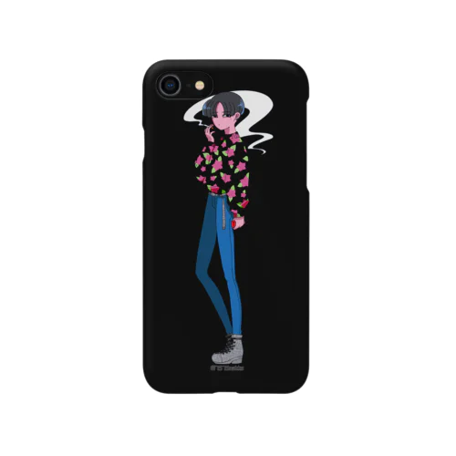 タバコとおしゃれな男の子(ブラック) iPhone Smartphone Case