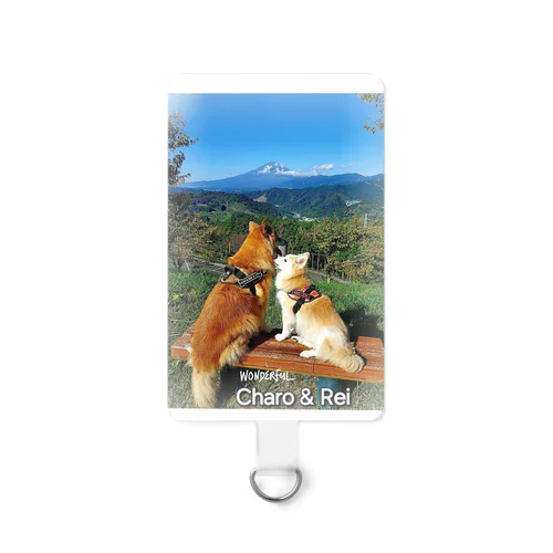 富士山に愛を誓い合う犬達❣️ Smartphone Strap