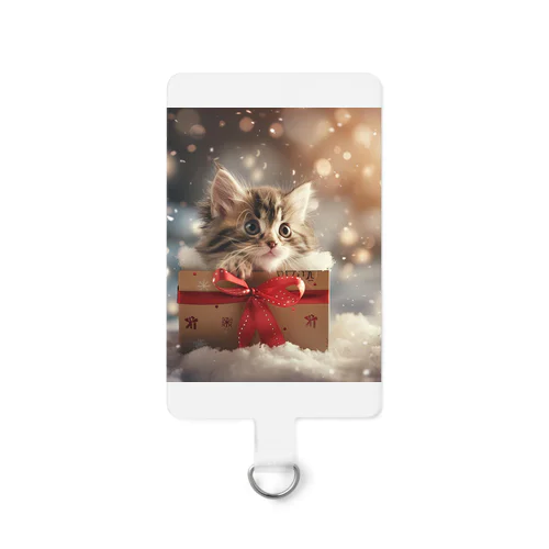 【癒し】プレゼント箱からのぞく子猫🎁 Smartphone Strap