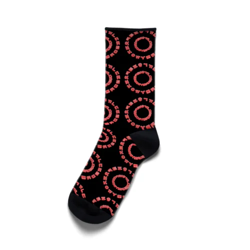 ハングルぐるぐる　ブラック &オレンジ Socks