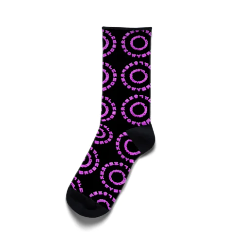 ハングルぐるぐる　ブラック &ピンク Socks