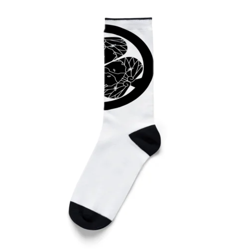 動物家紋。H.T.（三つ葉葵ハシビロコウ）黒 Socks