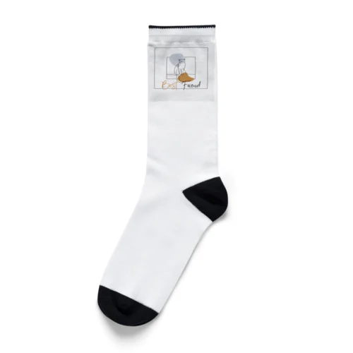 猫のアトリエ: アートやクリエイティブな猫デザイン　文字「Best Friend」 Socks