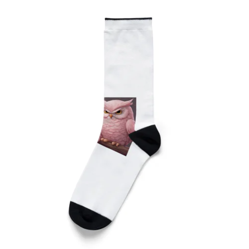 可愛い桃色の猫とフクロウさん Socks