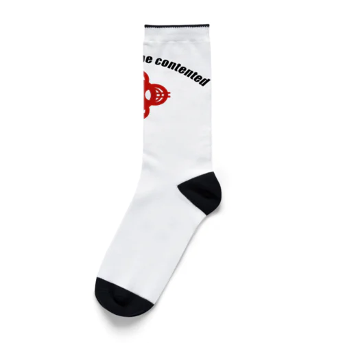 吾唯足知（われただたりるをしる）ショルダーアーチ・黒英語・紅マーク Socks