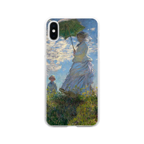 クロード・モネ / 1875 / The Promenade, Woman with a Parasol / Claude Monet Soft Clear Smartphone Case