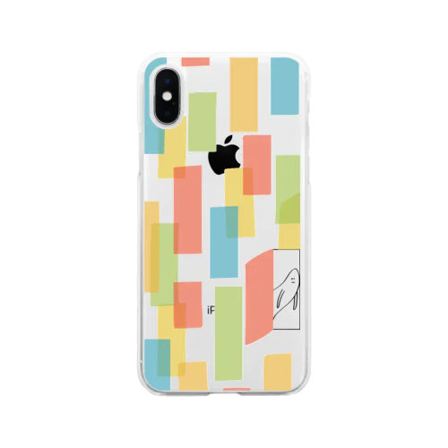 かくれんぼドア  コマくんとフキダシおばけ Soft Clear Smartphone Case