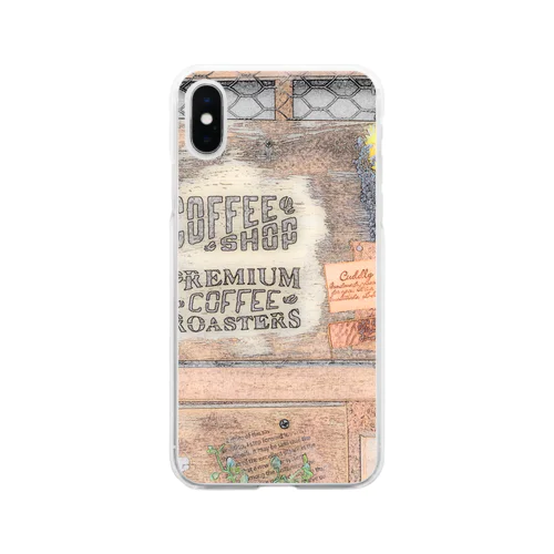 カフェ風フラワープレート Soft Clear Smartphone Case