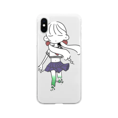 クリームソーダ女学生着色 Soft Clear Smartphone Case