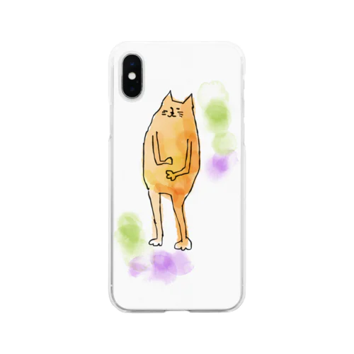 猫のスマホのおべべ Soft Clear Smartphone Case
