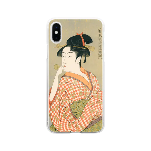 ビードロを吹く娘　utamaro Soft Clear Smartphone Case
