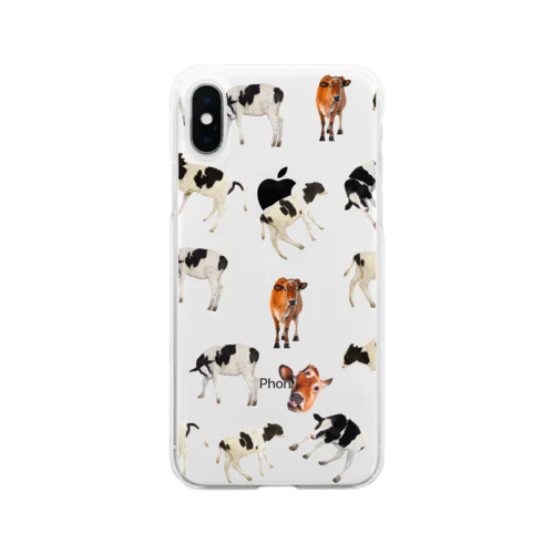 ウシが沢山！ジャージー、ホルスタイン牛柄 Soft Clear Smartphone Case